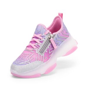 US Kids Girls Sneakers Zipper Casual Shoes Jelly Sole Sports Shoes Walking Shoes